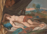 jean-etienne-liotard-1756-sovnymf-bevakad-av-satyrer-en-målning-konsttryck-fin-konst-reproduktion-väggkonst-id-a9pdno9ph