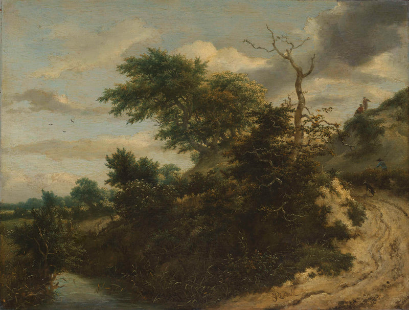 jacob-isaacksz-van-ruisdael-1650-sandy-track-in-the-dunes-art-print-fine-art-reproduction-wall-art-id-a9rs3r1nt