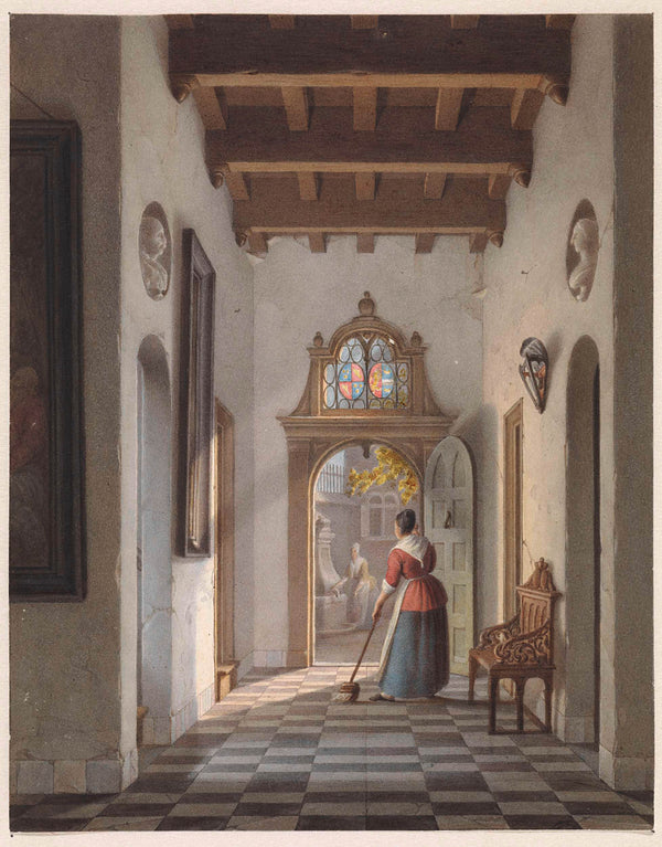 louis-henri-de-fontenay-1837-maid-sweeping-the-hallway-of-a-house-art-print-fine-art-reproduction-wall-art-id-a9t9svvsa