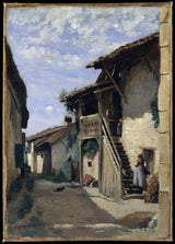 camille-corot-1852-a-village-street-dardagny-art-print-fine-art-reproduksjon-wall-art-id-a9teiw6s0