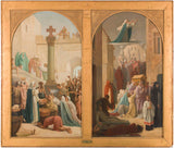 louis-charles-timbal-1860-sketch-for-the-church-of-saint-sulpice-st-genevieve-раздача-хлеба-бедным-падчас-аблогі-парыжа-art-print- выяўленчае мастацтва-рэпрадукцыя-насценнае мастацтва