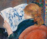 皮埃尔·奥古斯特·雷诺阿1880年-年轻的女人，阅读一本插图的杂志，艺术印刷精美的艺术复制品，墙上的艺术，ida9tvbo91w