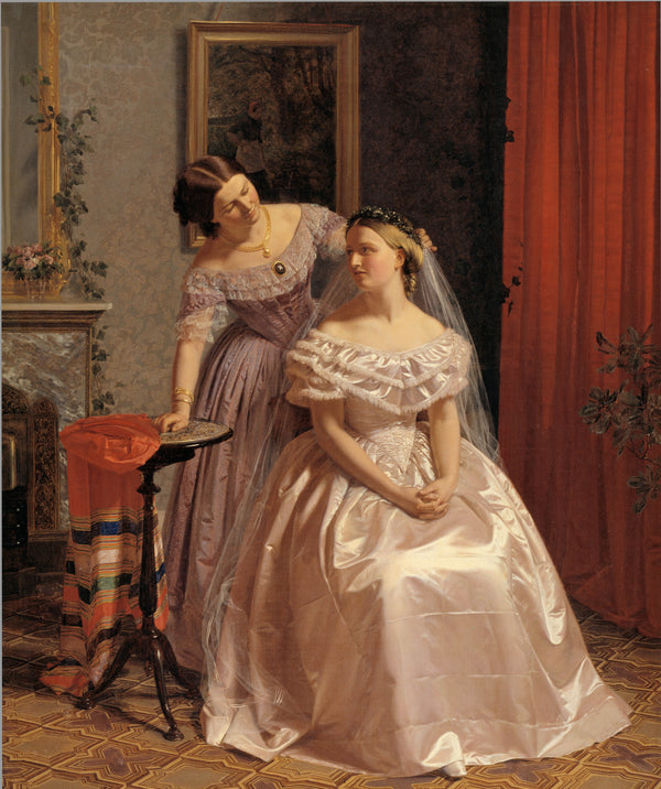 henrik-olrik-1859-the-bride-is-embellished-by-her-girl-friend-bruden-art-print-fine-art-reproduction-wall-art-id-a9w1ih6y9