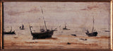 eugene-boudin-1895-小船在低潮搁浅的艺术印刷精美的艺术复制品墙壁艺术