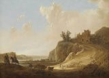 aelbert-cuyp-1640-mägine maastik-lossi varemete-kunsti-print-kujutava kunsti-reproduktsiooni-seina-art-id-a9ygfkkde