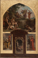 henri-leopold-levy-1873-sketch-for-st-merri-church-preaching-of-saint-denis-and-conversion-of-the-gauls-beheading-of-st-denis-christ-on-the-cross-saint-rustique-and-st-eleutherius-art-print-fine-art-reproduction-wall-art