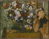 Edgar-Degas-1865-a-woman-seating-beside-a-vase-of-flowers-madame-paul-valpincon-art-print-fine-art-reproduktion-wall-art-id-aa04tijun