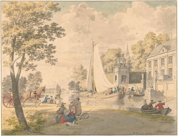 cornelis-pronk-1748-summer-country-scene-with-pleasure-boats-art-print-fine-art-reproduction-wall-art-id-aa0bq0f14