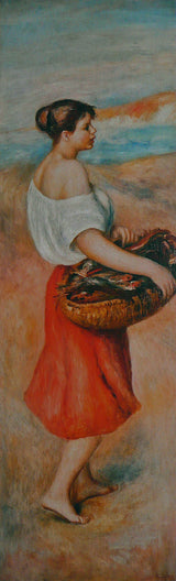 皮埃爾·奧古斯特·雷諾阿-1889-女孩與一籃子魚-藝術印刷品-精美藝術-複製品-牆藝術-id-aa3i9p182