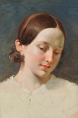 約翰·彼得·克拉夫特-1842-棕色頭髮女孩的頭研究魯迪格和安吉麗卡藝術印刷精美藝術複製品牆藝術 id-aa6epu7hj