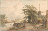 jan-hulswit-1776-paisagem-com-ponte-e-casa-para-uma-estrada-ao longo-da-água-impressão-reprodução-de-arte-parede-art-id-aa7d1vouy
