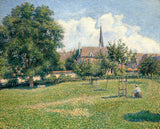 camille-pissarro-1886-the-house-of-the-sorde-woman-and-the-belfry-at-eragny-la-art-print-fine-art-reproducción-wall-art-id-aa7qsjzxo