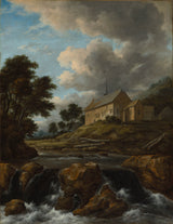 jacob-van-ruisdael-1670-landskap-med-en-kyrka-vid-en-torrent-konsttryck-finkonst-reproduktion-väggkonst-id-aa83qthqs