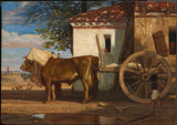 亞歷山大-加布里埃爾-德坎普斯-1853-牛在勒維耶農舍前藝術印刷藝術複製品牆藝術 ID-aa8x08a1q