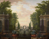 isaac-de-moucheron-1700-水露台，公園內有雕像和噴泉，藝術印刷品，美術複製品，牆藝術-id-aaa4p0dwp