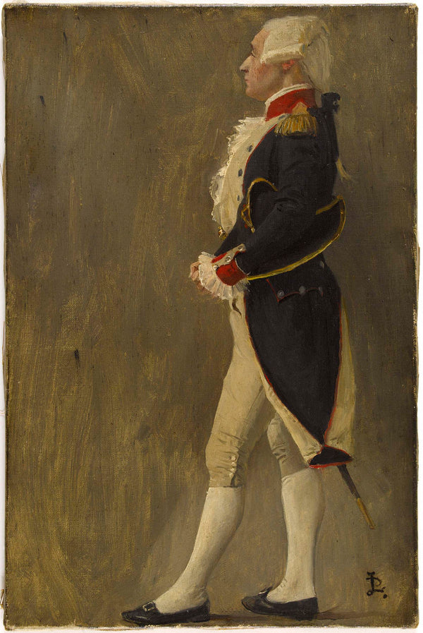 jean-paul-laurens-1889-sketch-of-detail-for-the-paris-city-hall-the-steel-arch-silhouette-of-the-marquis-de-lafayette-art-print-fine-art-reproduction-wall-art