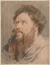jacob-de-wit-1705-tête-d-homme-avec-des-yeux-barbes-regardent-de côté-vers le haut-impression-d'art-reproduction-d'art-mur-art-id-aac47hlqd
