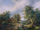 josef-altenkopf-1850-gårdsgård-på-en-skogsväg-konst-tryck-finkonst-reproduktion-väggkonst-id-aac4p975f