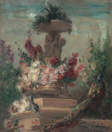 charles-monginot-1889-esquisse-pour-le-lobby-de-l-hotel-salon-des-lettres-ville-de-paris-fleurs-et-paon-impression-d'art-reproduction-d'art-mur-art