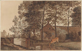 hendrik-abraham-klinkhamer-1856-ferme-avec-vache-à-boire-sur-biltstraat-utrecht-art-print-fine-art-reproduction-wall-art-id-aacs3yuwa