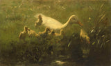 Wilem-maris-1880-white-duck-with-chickens-art-print-fine-art-reproduction-wall-art-id-aade3m4ld