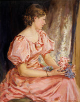 伊丽莎白·凯利 1938 年粉红女孩洛娜的肖像艺术印刷美术复制品墙艺术 id-aagq432ca
