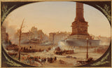 Jean-Jacques-champin-1848-巴士底狱广场和圣安托万郊区入口的堡垒-25 年 1848 月 XNUMX 日-艺术印刷品-美术复制品墙壁艺术