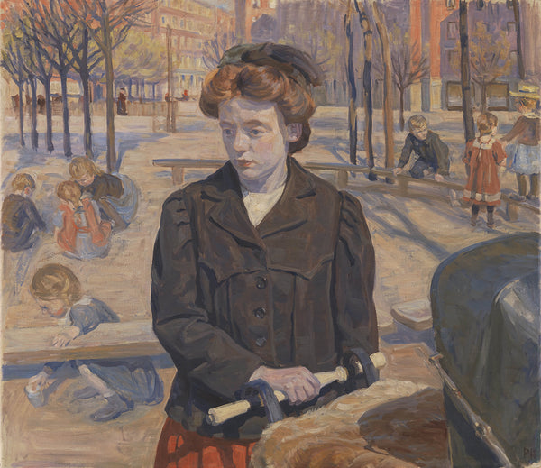 peter-hansen-spring-young-girl-with-a-baby-carriage-art-print-fine-art-reproduction-wall-art-id-aaink407a