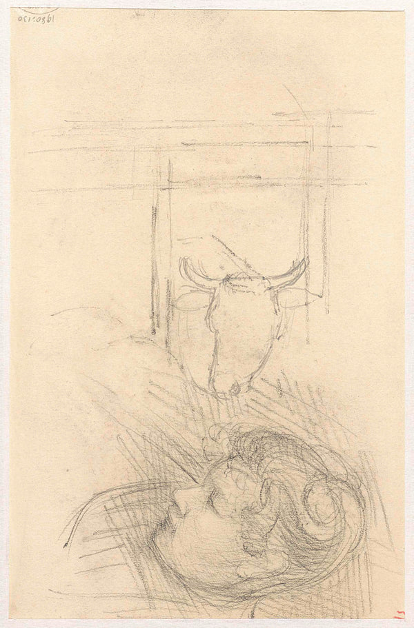 jozef-israels-1834-study-sheet-with-a-womans-head-and-a-cow-art-print-fine-art-reproduction-wall-art-id-aainobykc