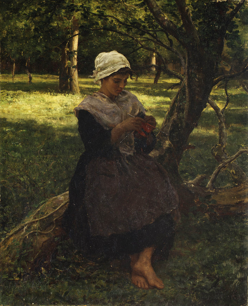 jules-breton-1870-a-peasant-girl-knitting-art-print-fine-art-reproduction-wall-art-id-aaj43wor3