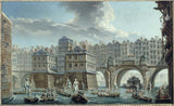 nicolas-jean-baptiste-raguenet-1756-the-joust-of-marinars-the-bridge-med-notre-dame-and-the-pont-au-change-art-print-fine-art-reproduction-wall- umetnost