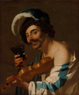 dirck-van-baburen-1623-바이올린 연주자 와인 잔 예술 인쇄 미술 복제 벽 예술 ID aarbutazn