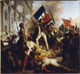 jean-victor-schnetz-1833-lutando-em-frente-da-prefeitura-28-de-julho-1830-impressão-de-arte-reprodução-de-belas-artes-arte-de-parede