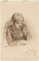 jozef-israels-1834-kvinna-vid-ett-bord-konsttryck-finkonst-reproduktion-väggkonst-id-aarkuour5