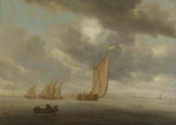 Salomon-van-Ruysdael-1630-plachtenie-lode-on-a-vnútrozemskej-body-of-voda-art-print-fine-art-reprodukčnej-wall-art-id-aaru4q6s4