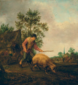 阿德里安·範·奧斯塔德-1644-農民與豬藝術印刷品美術複製品牆藝術 id-aarvnpck9