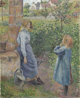 camille-pissarro-1882-kvinna-och-barn-vid-brunnen-konsttryck-finkonst-reproduktion-väggkonst-id-aaumn6kin