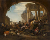nicolaes-pietersz-berchem-1657-de-roeping-van-sint-mattheus-kunstprint-fine-art-reproductie-muurkunst-id-aauvn4303
