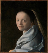 johannes-vermeer-1665-studie-af-en-ung kvinde-kunsttryk-fin-kunst-reproduktion-vægkunst-id-aawq1101n