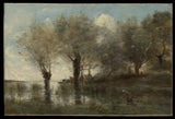 卡米尔·柯罗（Camille Corot）1867年，在一种奇特的艺术印刷中，庞特对精美的艺术复制品进行了墙壁艺术ID aay5t0mwi