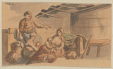 desconhecido-1700-interior-com-duas-mulheres-alimentando-duas-crianças-uma-impressão-arte-reprodução-de-arte-parede-id-aaz10v4qc