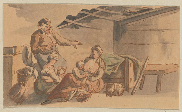 unknown-1700-interior-with-two-feeding-women-two-children-a-art-print-fine-art-reproduction-wall-art-id-aaz10v4qc