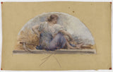 フランソワ・ラフォン-1893-市庁舎の食堂のスケッチ-収穫または夏のアートプリント-ファインアート-複製-ウォールアート