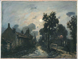johan-barthold-jongkind-1868-een-straat-in-delft-avond-kunstprint-kunst-reproductie-muurkunst