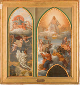 sebastien-norblin-de-la-gourdaine-1869-skiss-för-saint-gervais-kyrkan-av-gud-moses-mottagande-tavlorna-av-lagen-Jesus-och-de-fyra- evangelister-konst-tryck-fin-konst-reproduktion-vägg-konst