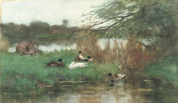 geo-poggenbeek-1888-ducks-in-the-water-art-print-fine-art-reproduction-wall-art-id-ab1x9tlln