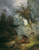 Fridrihs-augusts-matiass-gauermans-1832-a-vulture-on-dead-on-hirsch-art-print-fine-art-reproduction-wall-art-id-ab294ko65