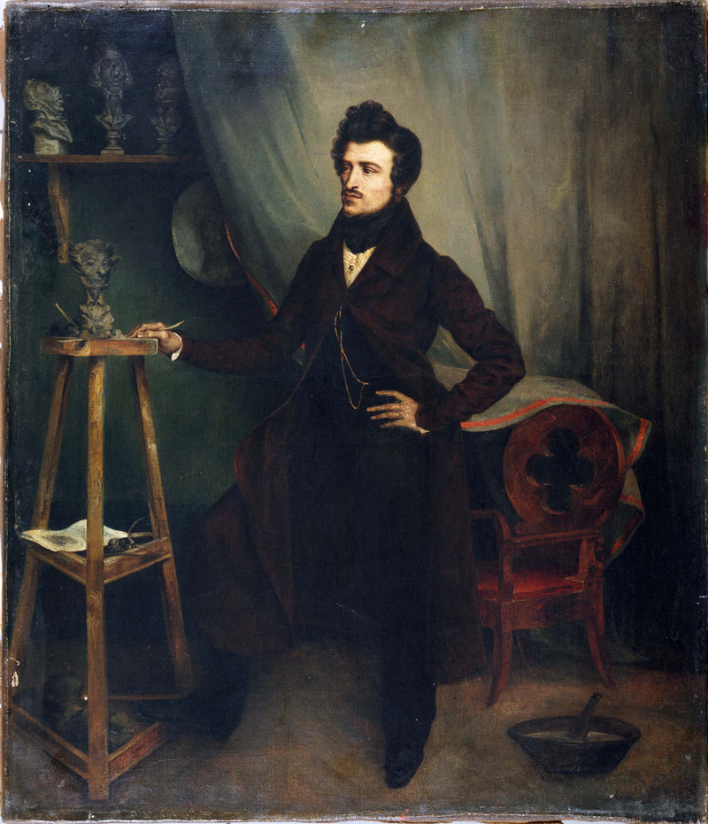 anonymous-1835-presumed-portrait-of-the-sculptor-michallon-says-young-in-his-studio-art-print-fine-art-reproduction-wall-art