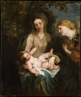 安東尼·凡·戴克-1630-處女和孩子與亞歷山大的聖凱瑟琳-藝術印刷品-精美藝術-複製品-牆藝術-id-ab3xq2sli