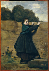 卡米尔·柯罗特（Camille Corot）1860好奇的小女孩艺术印刷精美的艺术复制品墙壁艺术ID-AB4XJ1IDW